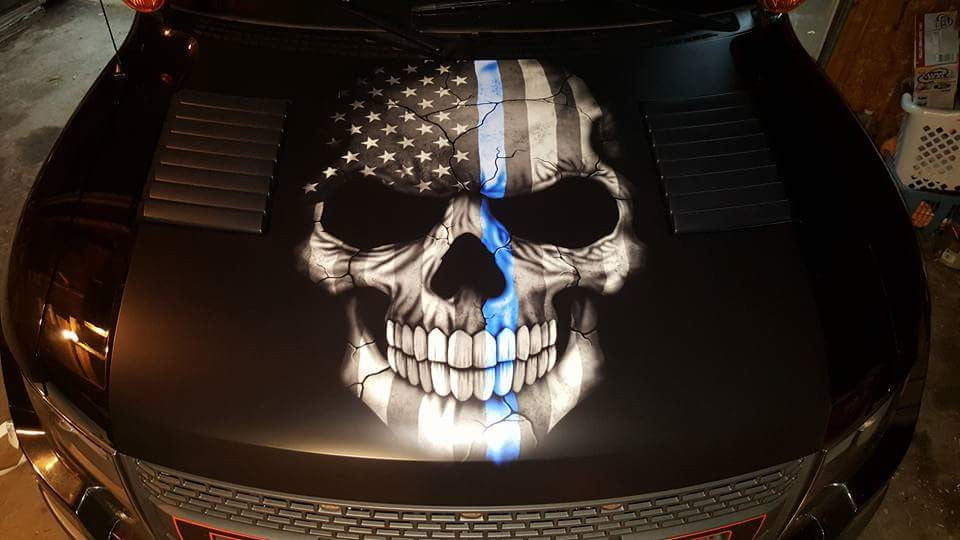 Thin Blue Line Skull