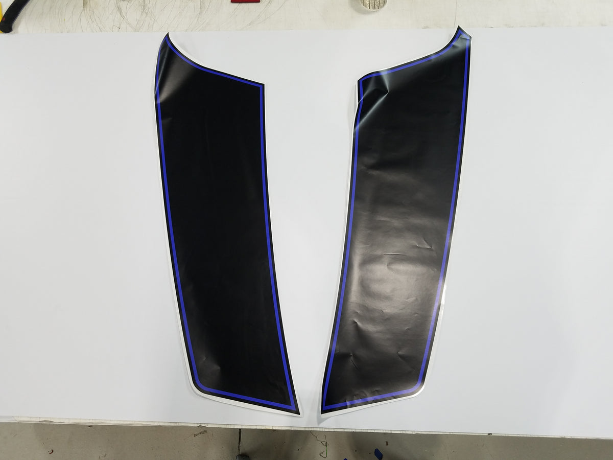 Matte black and blue GEN 2 hood stripes